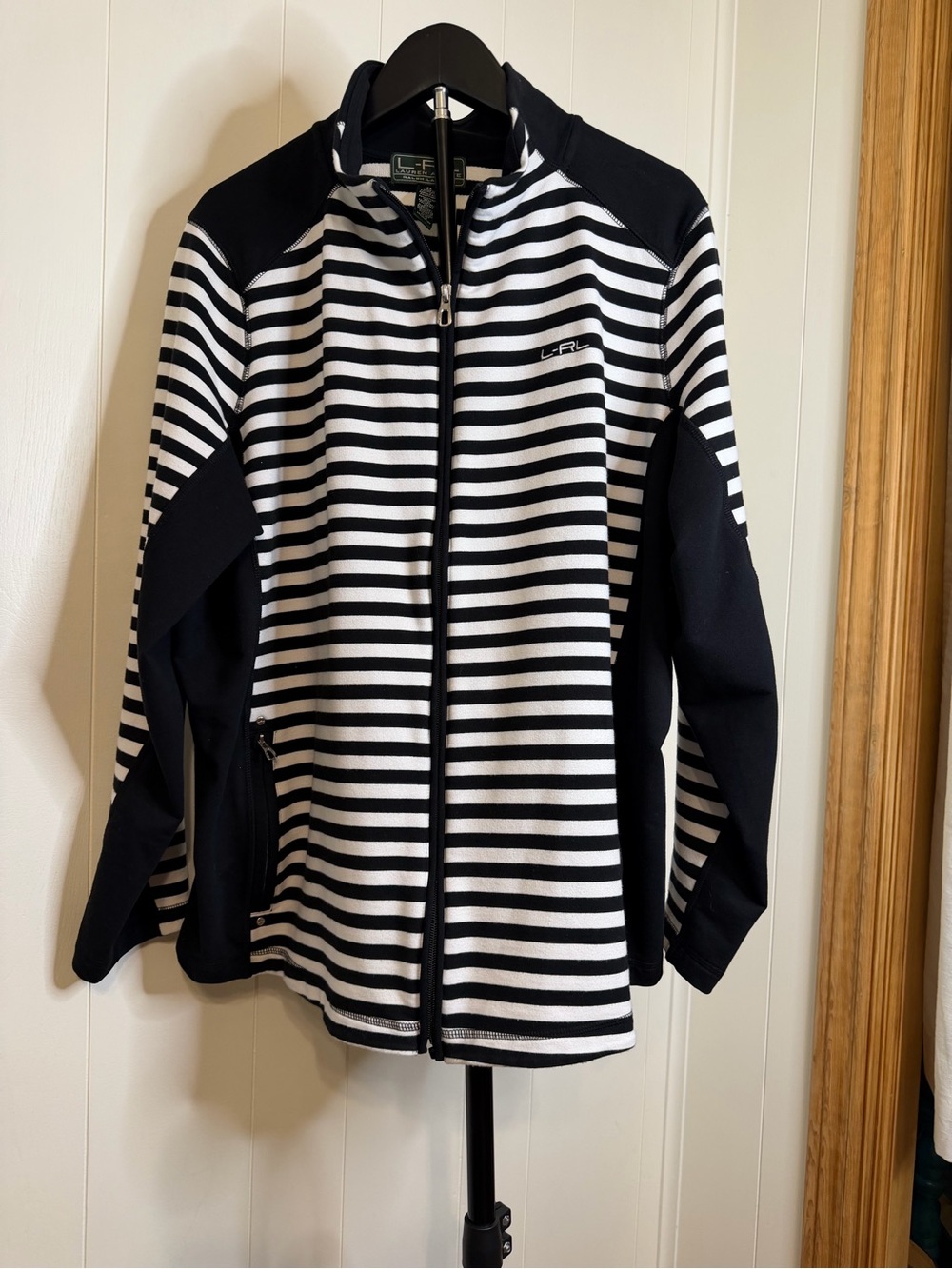 Lauren Ralph Lauren Active Black & White Striped Track Jacket
